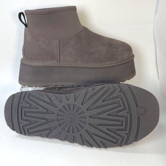 UGG Classic Mini Dipper Platform Boots Suede Thundercloud Women Size US10 UK8 - Picture 9 of 11